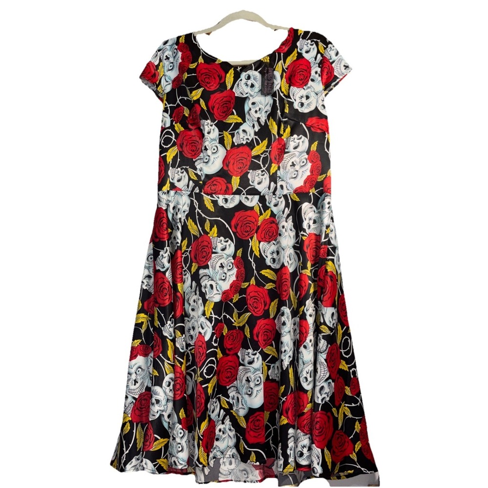 Every Dress Tells A Story Size 2X Dress Skulls Floral Goth Halloween Rockabilly